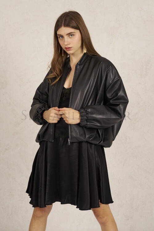 Bomber ecopelle nero