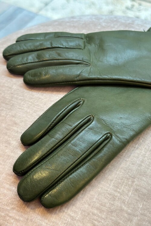 Guanti pelle verde militare