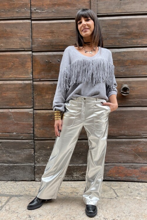 Pantalone laminato silver