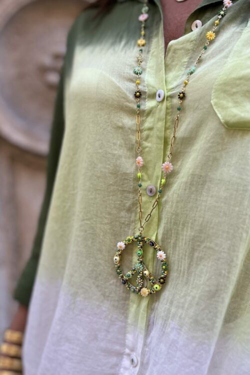 Collana Con Ciondolo Simbolo Della Pace - Lunghezza 70 Cm, Metallica, Regalo Unisex Per Amanti Della Pace