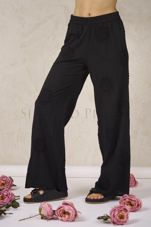 Pantalone nero sangallo