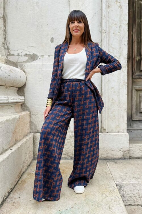 Pantalone Palazzo geomac blu