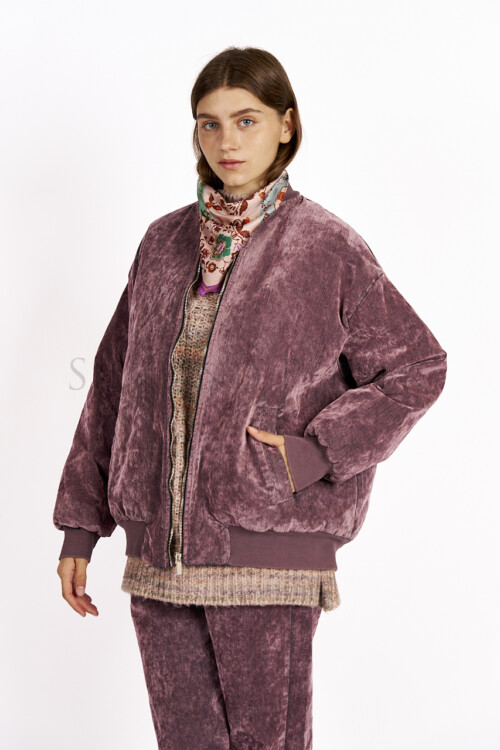 Bomber denim fioccato lilla