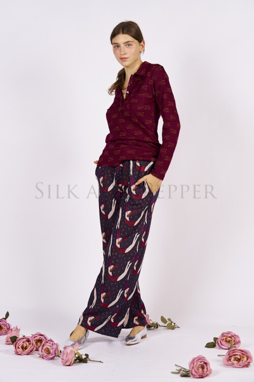 Pantalone Lungo in Jacquard Fantasia ballerine galassia