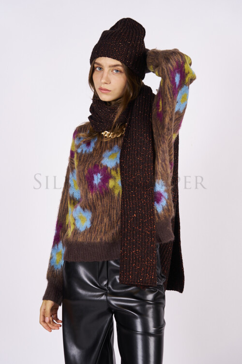 Sciarpa Brown con Filo Lurex | Made in Italy