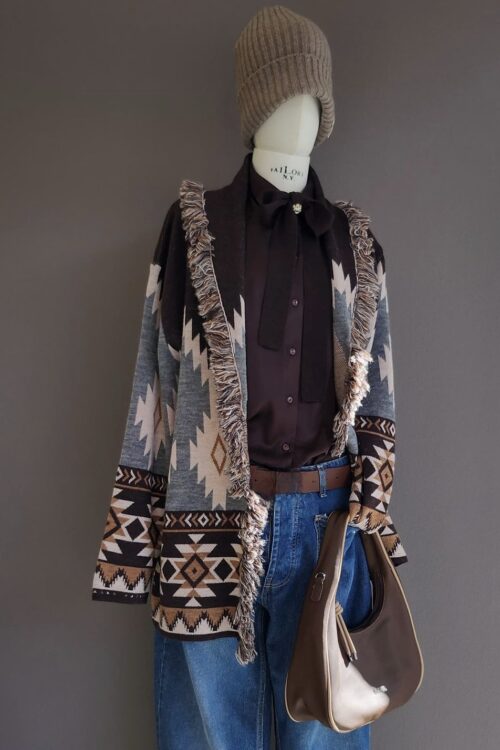 Kimono Jacquard con Frange