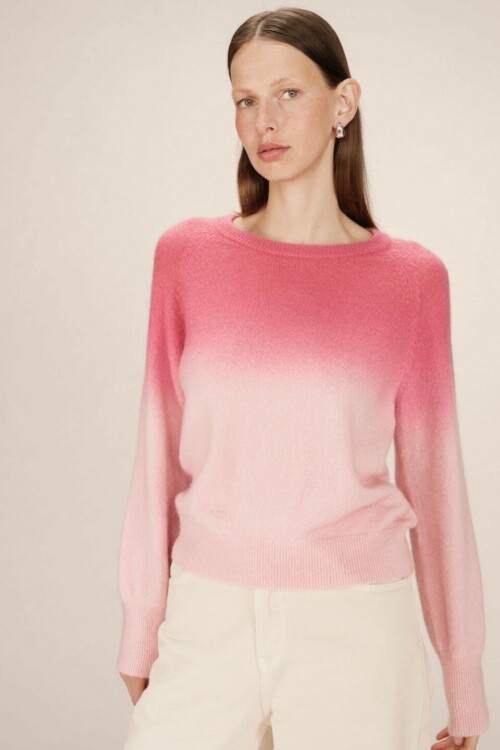 Maglione Dip Dye Crystal Rose in Jersey – Maniche Lunghe a Costine