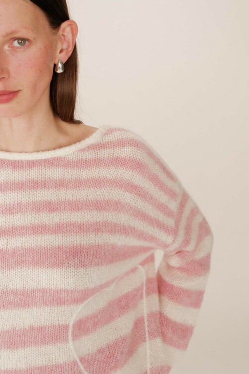 Maglione righe rosa