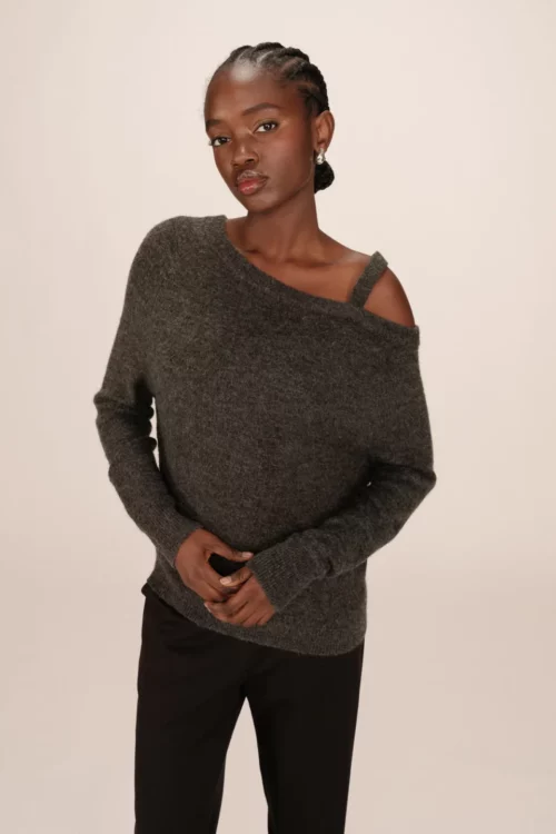 Maglione Antracite a Spalle Scoperte