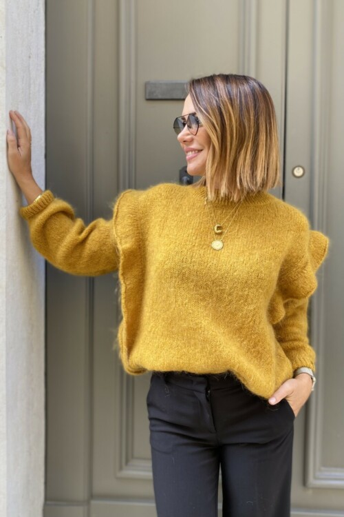 Maglia ambra con voulant