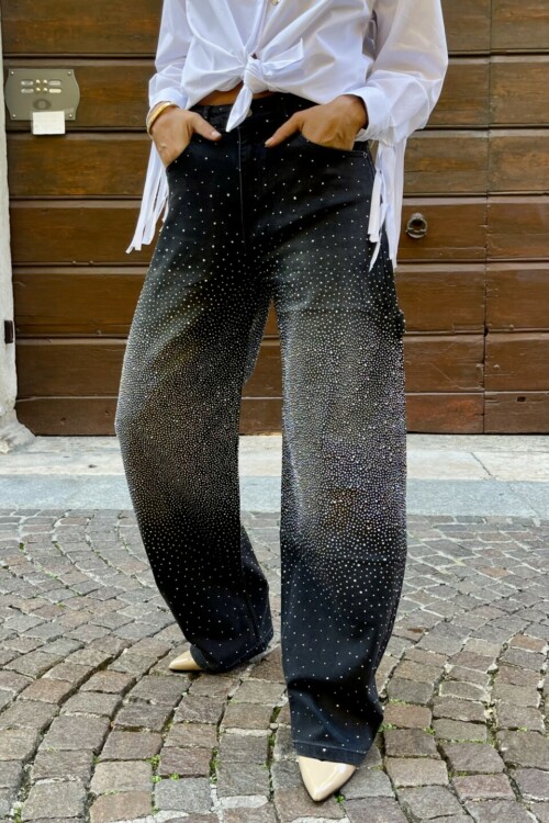 PANTALONE JEANS BARREL STRASS