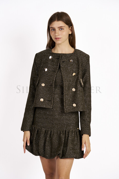 Giacca doppiopetto military con lurex
