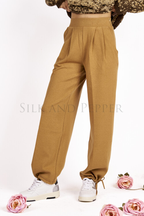 Pantalone double Use camel lurex