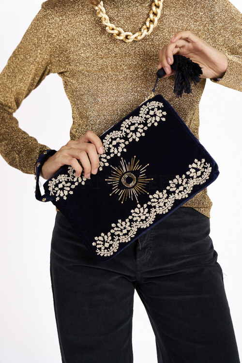 Pochette Blu velluto