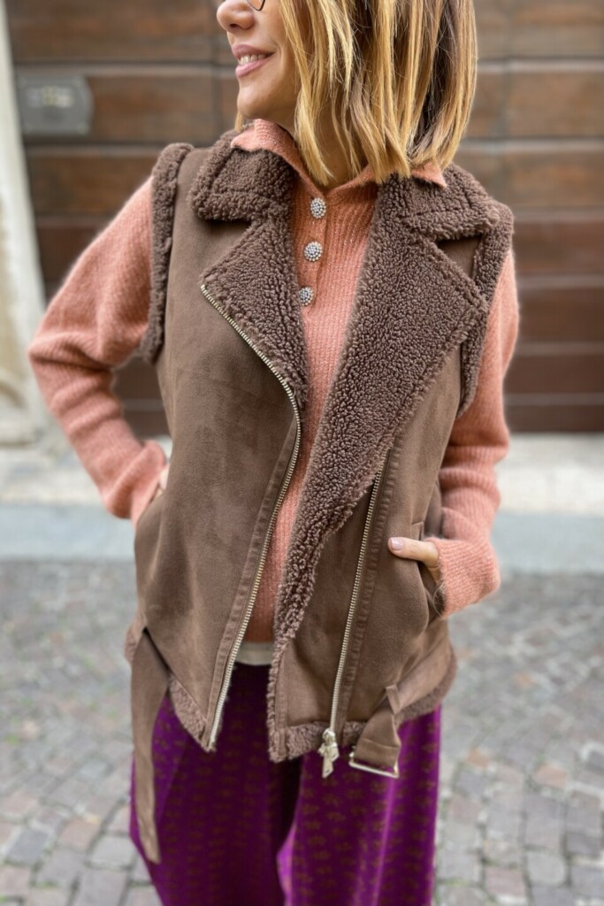 Eco montone smanicato brown da Silk and Pepper