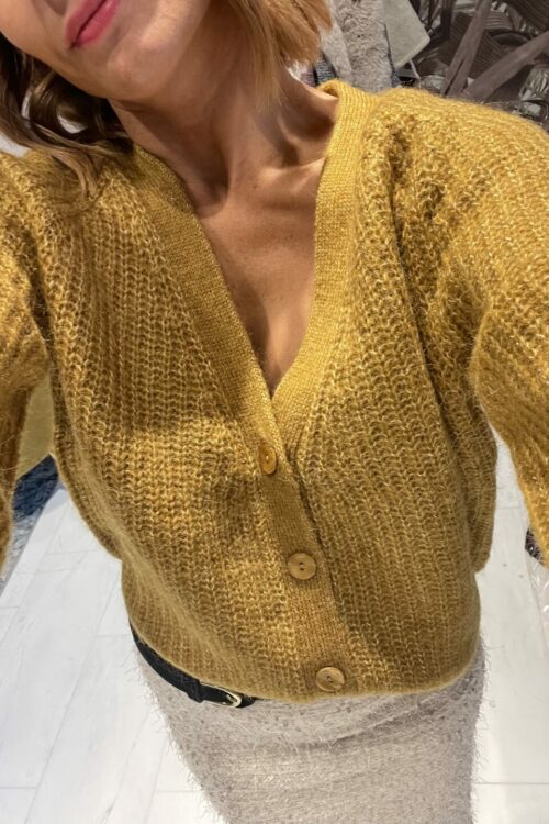 Cardigan ocra donna lana e alpaca Silk and Pepper