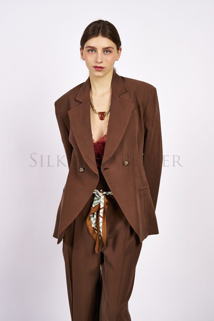 Giacca Cioccolato Doppiopetto da Silk and Pepper
