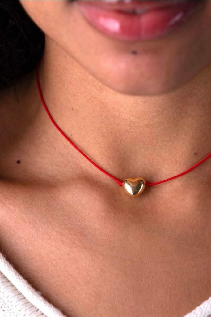Collana Red Heart in Oro Opaco 18k Made in Italy