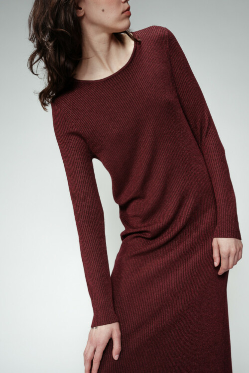 Abito lungo bordeaux da Silk and Pepper