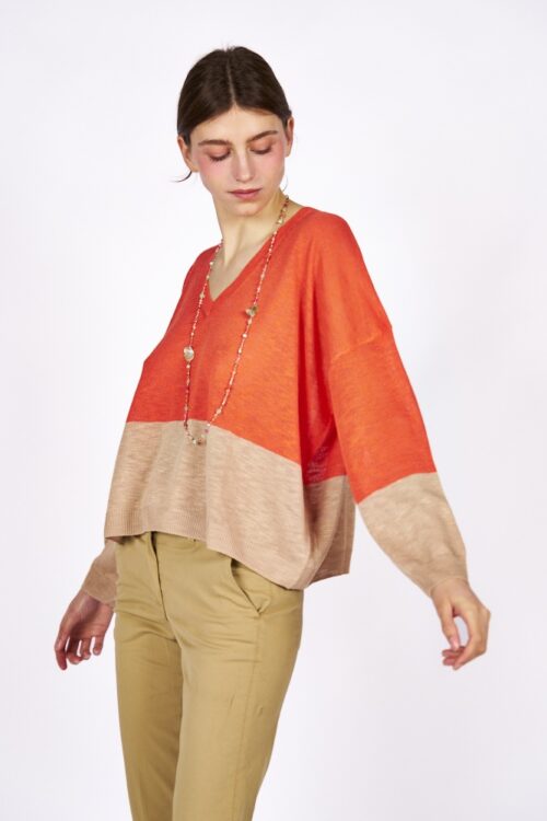 Maglia Beige Sabbia e Corallo