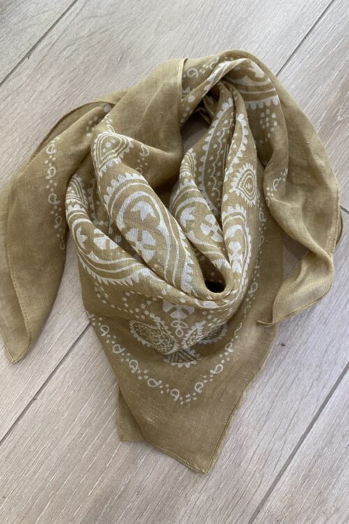 Pashmina Senape con Stampa Beige